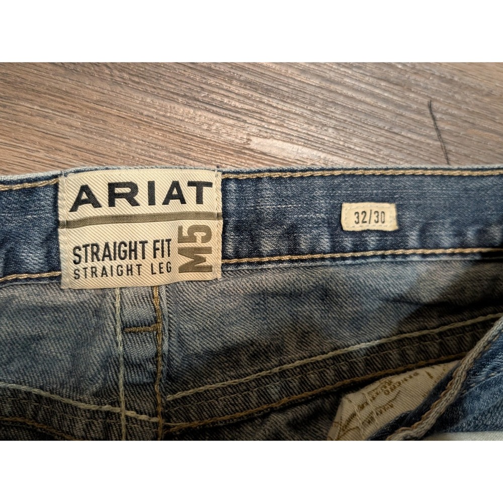 Ariat M5 Mens 32x30 Straight Fit Straight Leg Blue Denim Jeans Medium Wash - Picture 6 of 7